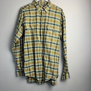 Polo Ralph Lauren‎ Cascade Plaid Shirt Preppy Lg Green Tan Blue Cotton Button Up